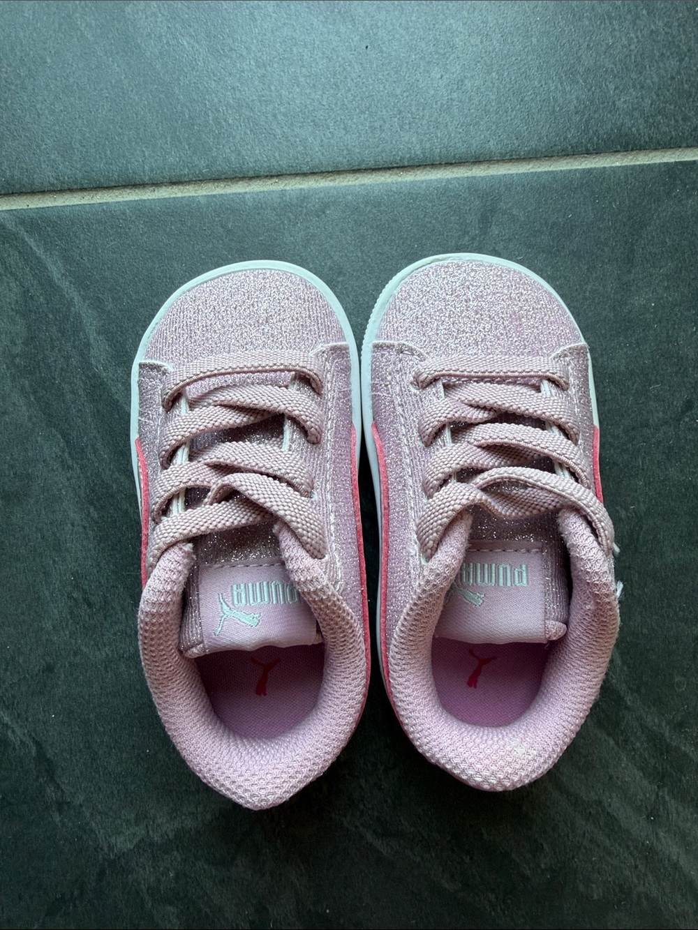 Puma Infant Girls' Light Pink 4c Glitter Lace-Up Sneakers
